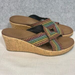 Skechers Beverlee - Delighted Heeled Wedge Sandal-Multicolored-Women Size 9